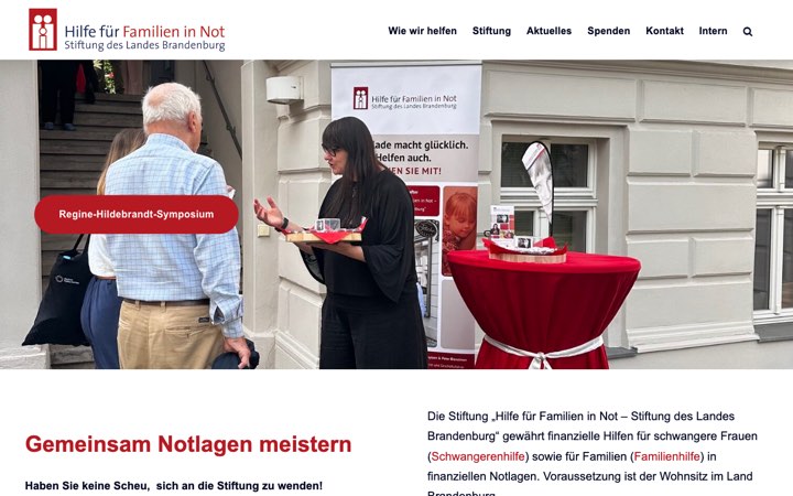 Screenshot der Website familien-in-not.de