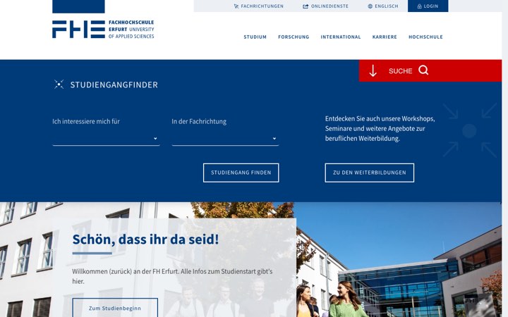 Screenshot der Website fh-erfurt.de